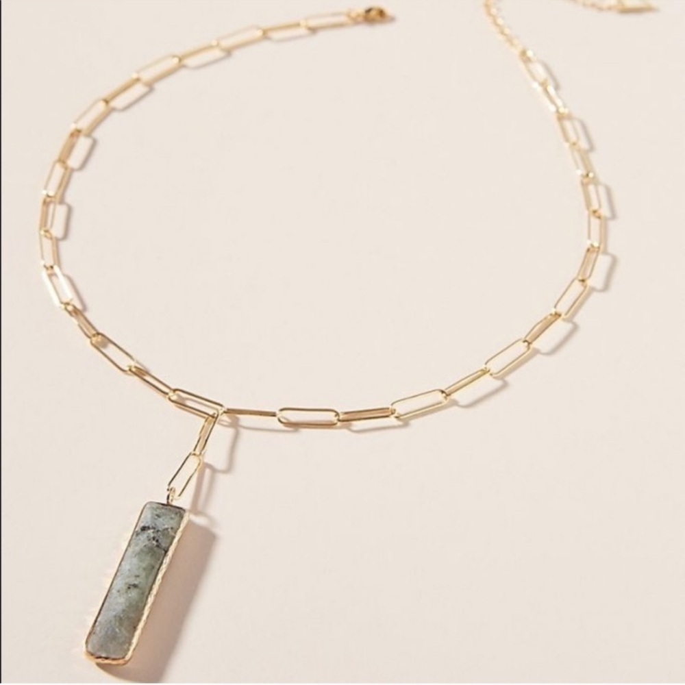 NWT Anthropologie Serefina Gold Paperclip Caroline Pendent Necklace 🌟